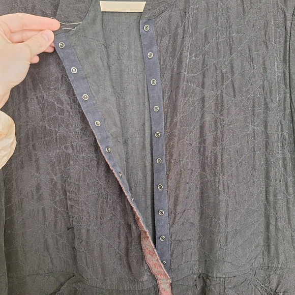 Flax Romantic Gothic Style Textured 2 In 1 Dress Long Sleeve Snap Button M - Picture 5 of 13